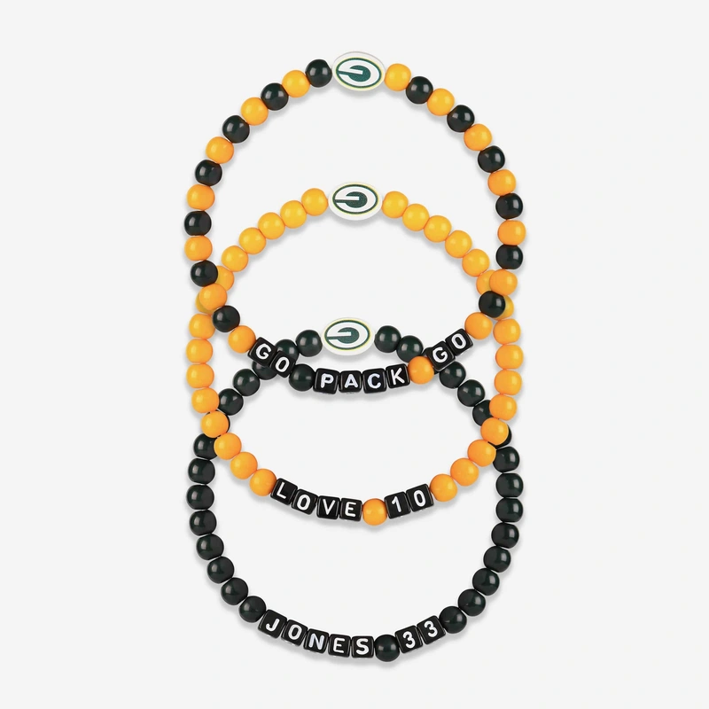 Aaron Jones & Jordan Love Green Bay Packers 3 Pack Player Beaded Friendship Bracelet