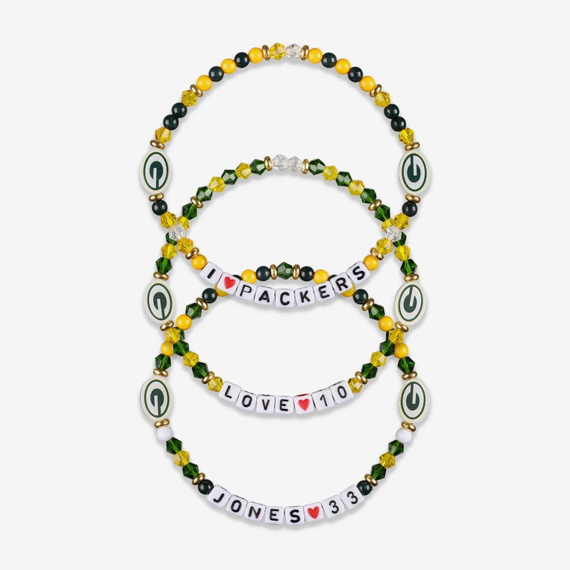 Aaron Jones & Jordan Love Green Bay Packers 3 Pack Player Friendship Bracelet