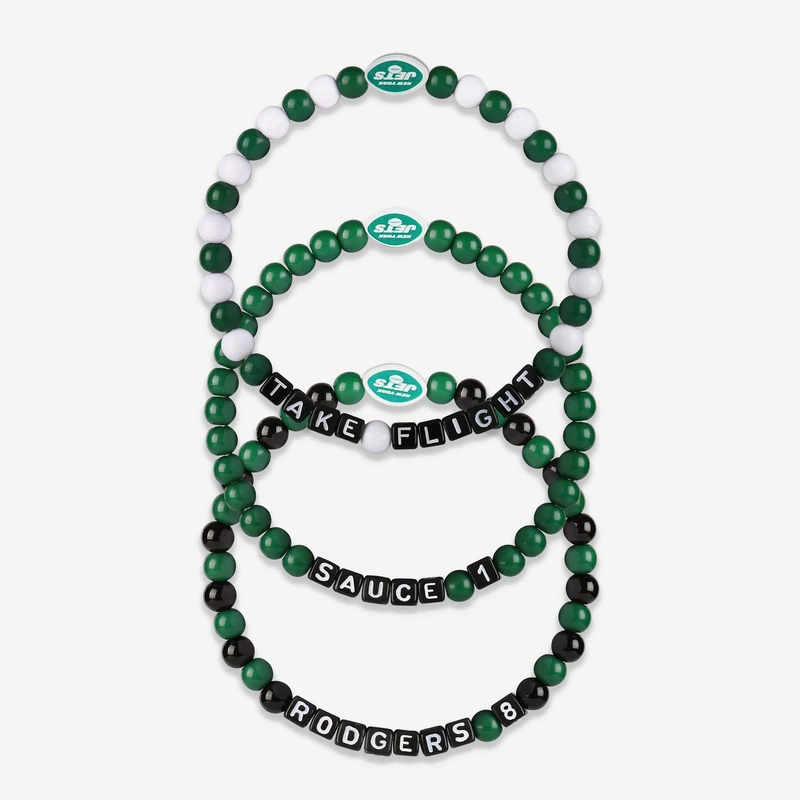 Aaron Rodgers & Sauce Gardner New York Jets 3 Pack Player Beaded Friendship Bracelet