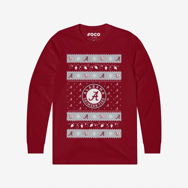 Alabama Crimson Tide Holiday Lights Sweater Long Sleeve T-Shirt