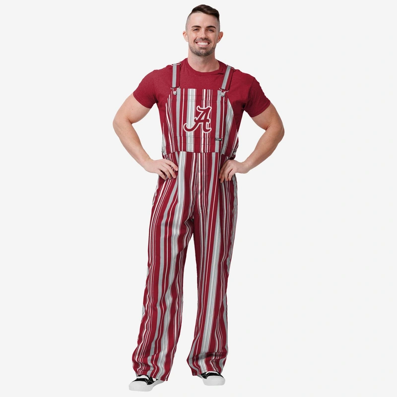 Alabama Crimson Tide Mens Hyper Stripe Bib Overalls