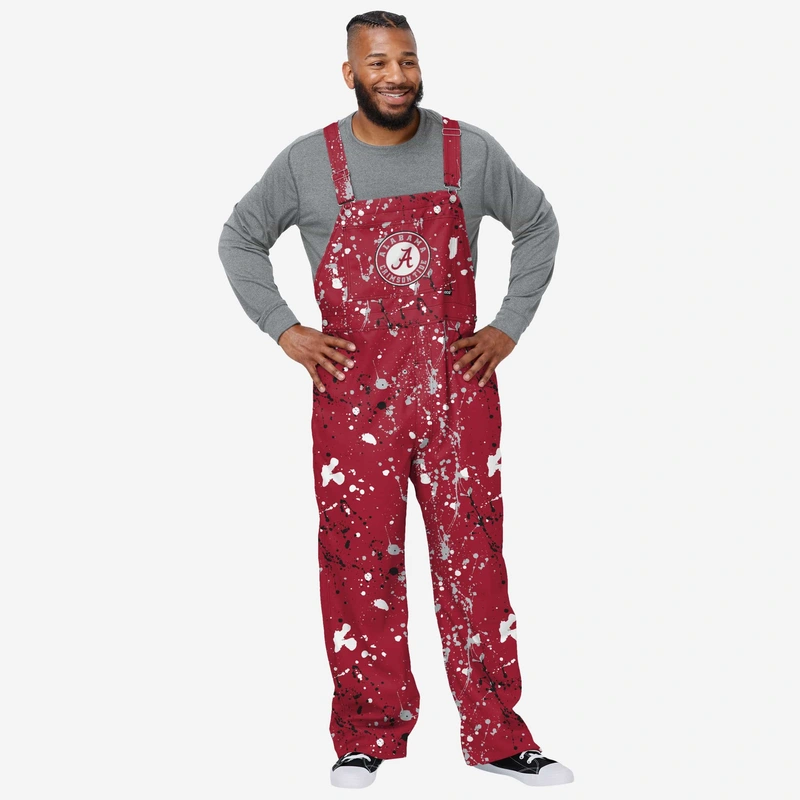 Alabama Crimson Tide Mens Paint Splatter Bib Overalls