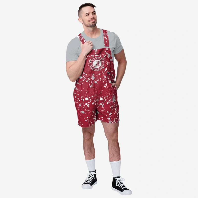 Alabama Crimson Tide Mens Paint Splatter Bib Shortalls