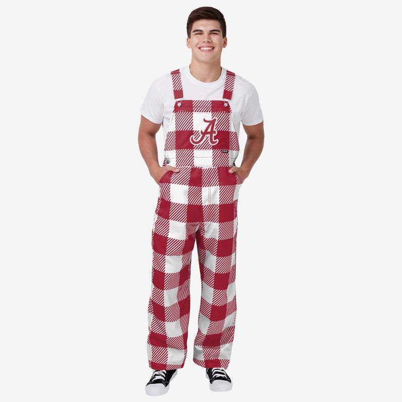 Alabama Crimson Tide Mens Plaid Bib Overalls